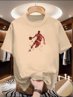 Summer men's short-sleeved American design printed T-shirt casual sports versatile top