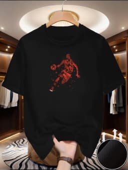 Summer men's short-sleeved American design printed T-shirt casual sports versatile top
