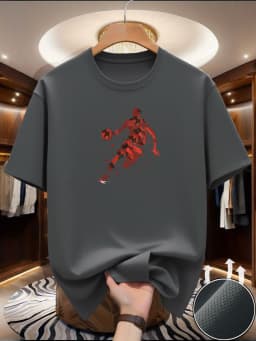 Summer men's short-sleeved American design printed T-shirt casual sports versatile top