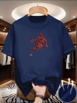 Summer men's short-sleeved American design printed T-shirt casual sports versatile top