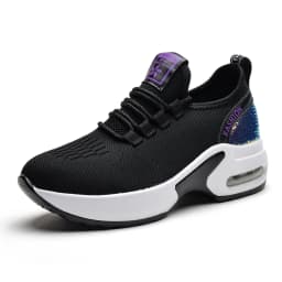 Women's Air Cushion Dance Shoes, Breathable Knit Jazz Sneakers with Sequins, Platform Walking Shoes for Modern Dancing 905