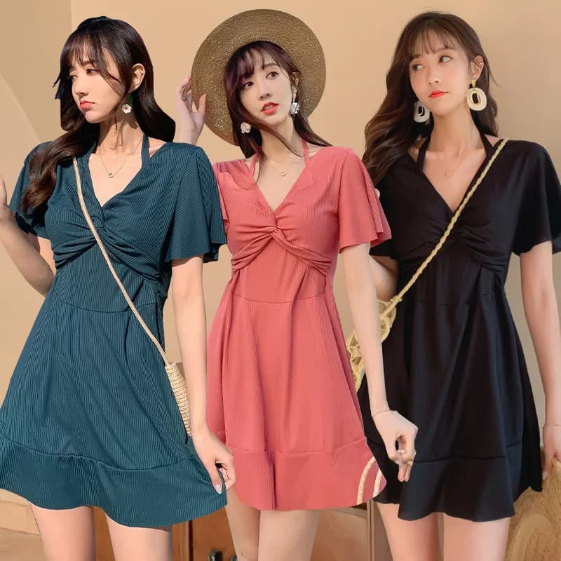 Fashionable split swimsuit hot spring swimming casual beach women's swimsuit plus size loose belly covering slimming swimsuit