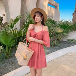 Fashionable split swimsuit hot spring swimming casual beach women's swimsuit plus size loose belly covering slimming swimsuit