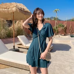 Fashionable split swimsuit hot spring swimming casual beach women's swimsuit plus size loose belly covering slimming swimsuit