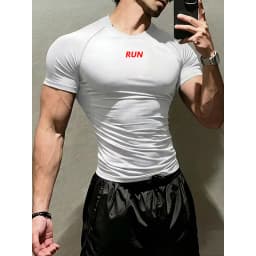 Men's Quick Dry Short Sleeve Gym Running Moisture Wicking Round Neck T-Shirt Training Exercise Gym Sport Shirt Tops Lightweight