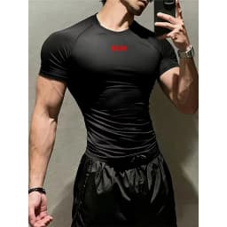 Men's Quick Dry Short Sleeve Gym Running Moisture Wicking Round Neck T-Shirt Training Exercise Gym Sport Shirt Tops Lightweight