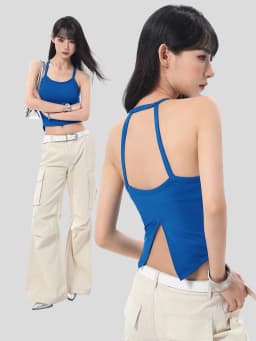 Women's Sexy Halter Sports Bra Tank - Built-in Pads, Strappy Yoga Pilates Gym Top, Outerwear-Friendly