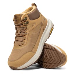FitVille Extra Wide Hiking Shoes Mid-top Leather Climbing Shoes for Men Water-resistant Trekking Boots Arche Support Non-Slip