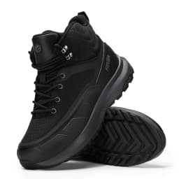 FitVille Extra Wide Hiking Shoes Mid-top Leather Climbing Shoes for Men Water-resistant Trekking Boots Arche Support Non-Slip