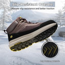 FitVille Extra Wide Hiking Shoes Mid-top Leather Climbing Shoes for Men Water-resistant Trekking Boots Arche Support Non-Slip