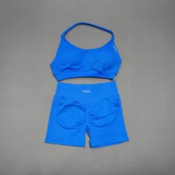 DFDK Women's Fashion 2 Piece Sports Set Lace Up Sports Bra Seamless Shorts Leggings Yoga Gym Fitness Running Tracksuit