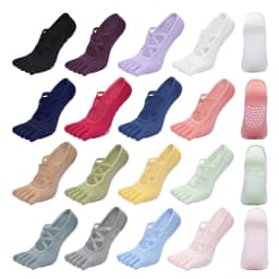 Professional Breathable Five Toe Pilates Socks Fitness Non-Slip Bandage Yoga Socks Women Backless Ballet Dance Workout Socks