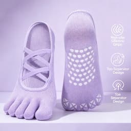 Professional Breathable Five Toe Pilates Socks Fitness Non-Slip Bandage Yoga Socks Women Backless Ballet Dance Workout Socks