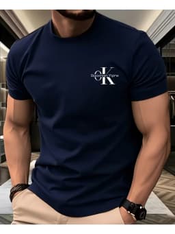 2026 Summer Men's Fashion Casual Streetwear Sport Sweat-Wicking Breathable Printed Crew Neck Short Sleeve T-Shirt