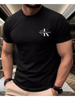 2026 Summer Men's Fashion Casual Streetwear Sport Sweat-Wicking Breathable Printed Crew Neck Short Sleeve T-Shirt