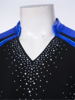 Men Long Sleeve Shiny Rhinestone Sheer Mesh Figure Skating Bodysuit Latin Dance Cha-cha Ballet Gymnastics Leotard Dancewear