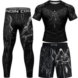 No Gi Bjj Rash Guard MMA T-shirt+Short Sets Jiu Jitsu Rashguard For Men Grappling Muay Thai Training Boxing Jereys Sportswear
