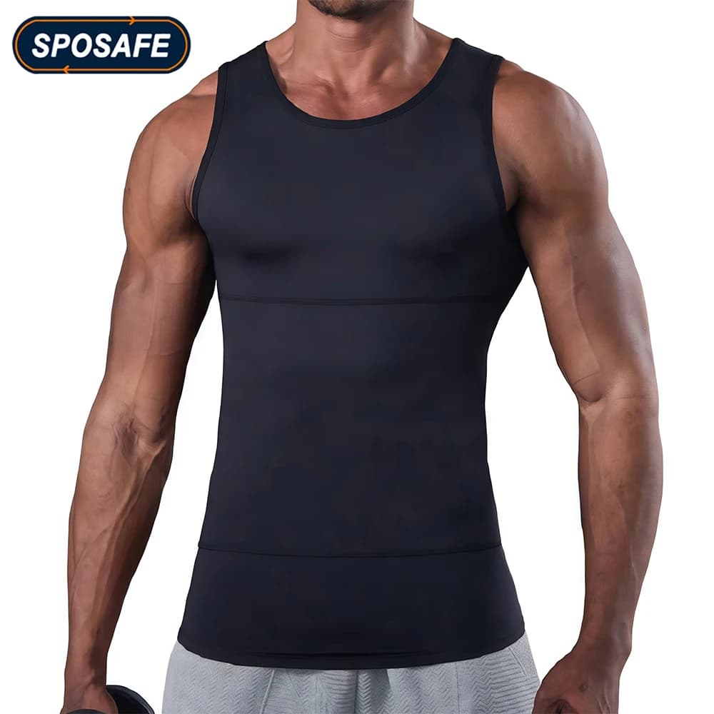 Men's Compression Tank Top Vest, Slimming Body Shaper Undershirt, Abs Abdomen Chest Control Workout Shapewear for Daily Fitness
