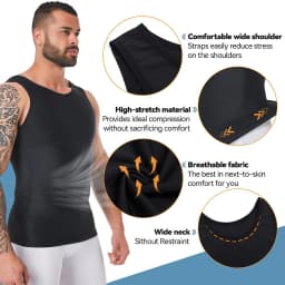 Men's Compression Tank Top Vest, Slimming Body Shaper Undershirt, Abs Abdomen Chest Control Workout Shapewear for Daily Fitness