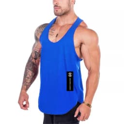 Mens Quick Dry Mesh Printed Loose Tank Tops, Y-Back Breathable Gym Vest, Polyester Fitness Bodybuilding Sleeveless Shirts