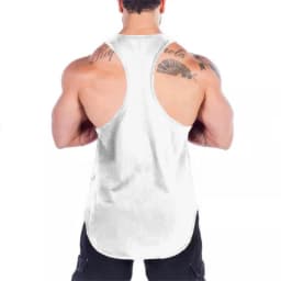 Mens Quick Dry Mesh Printed Loose Tank Tops, Y-Back Breathable Gym Vest, Polyester Fitness Bodybuilding Sleeveless Shirts