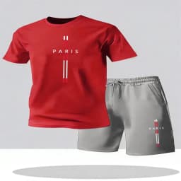 2026 Men's Set New Fashion Sports Set Men's Sports Shirt Set Men's Round Neck Short Sleeve Shorts Sports Set 2-piece Set