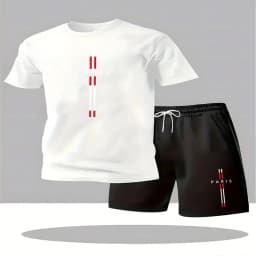 2026 Men's Set New Fashion Sports Set Men's Sports Shirt Set Men's Round Neck Short Sleeve Shorts Sports Set 2-piece Set