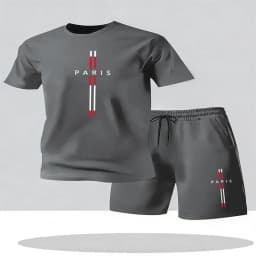 2026 Men's Set New Fashion Sports Set Men's Sports Shirt Set Men's Round Neck Short Sleeve Shorts Sports Set 2-piece Set