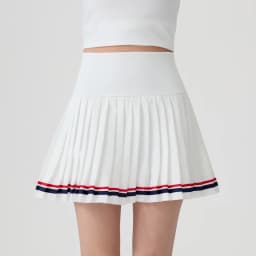 Plus-Size Women's High-Waisted Sports Skirt with Tummy Control, Anti-Exposure, Pockets, Color-Blocking, Yoga, Outdoor, Tennis, Pleated Skirt
