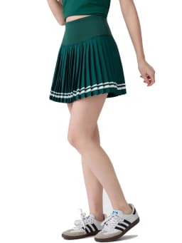 Plus-Size Women's High-Waisted Sports Skirt with Tummy Control, Anti-Exposure, Pockets, Color-Blocking, Yoga, Outdoor, Tennis, Pleated Skirt