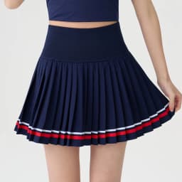 Plus-Size Women's High-Waisted Sports Skirt with Tummy Control, Anti-Exposure, Pockets, Color-Blocking, Yoga, Outdoor, Tennis, Pleated Skirt