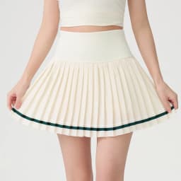 Plus-Size Women's High-Waisted Sports Skirt with Tummy Control, Anti-Exposure, Pockets, Color-Blocking, Yoga, Outdoor, Tennis, Pleated Skirt
