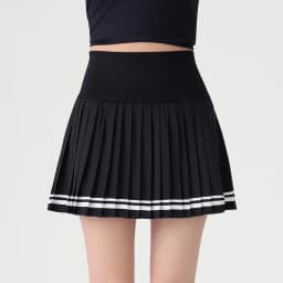 Plus-Size Women's High-Waisted Sports Skirt with Tummy Control, Anti-Exposure, Pockets, Color-Blocking, Yoga, Outdoor, Tennis, Pleated Skirt