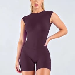 HISTELLO Impact Short Sleeve One Piece Seamless Women Yoga Bodycon Tummy Control Gym Bodysuit Fitness Sports Jumpsuit Sportswear