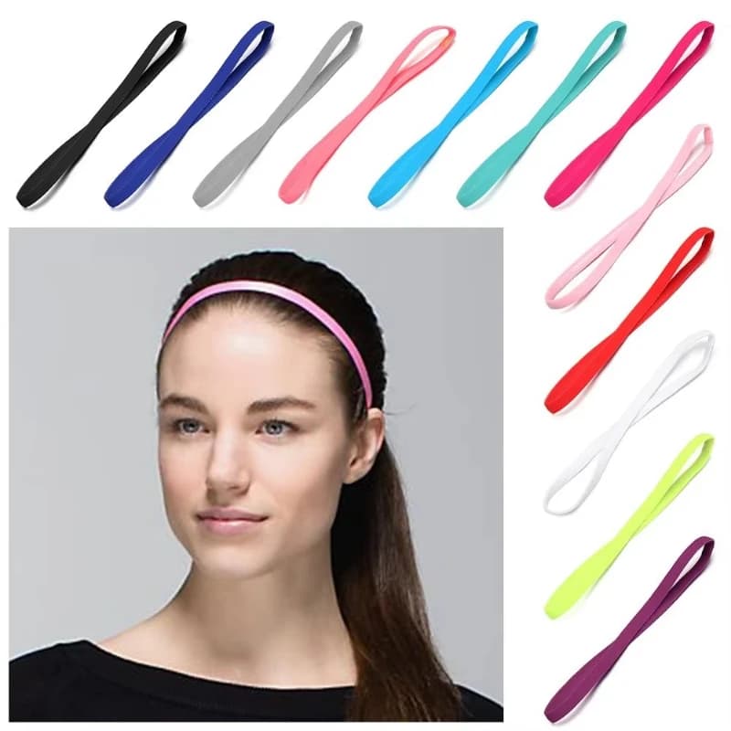 1-5Pcs Simple Unisex Sports Hairband Non-Slip Silicone Strip Sweat Guide Elastic Headbands Yoga Running Fitness Hair Accessories