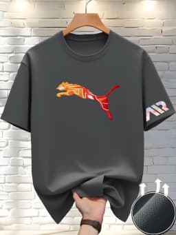 Summer Trend Men's T-shirt Top Casual Loose Fit Crewneck T-shirt Pattern Printed Round Neck Short Sleeved Homme Vêtement
