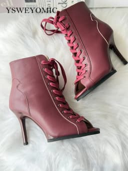 9.5cm & 11cm Platform Dance Heels In Stock PU Leather Stable Latin Ballroom Dance Shoes Rubber Sole Indoor Outdoor Dance Heels