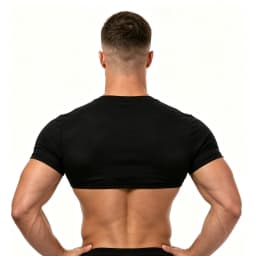 Black Crop Top Short Sleeve Men Half Tops Slim Fit Muscle Athletic Workout Gym Sport T-Shirt Training Running Cropped TShirt