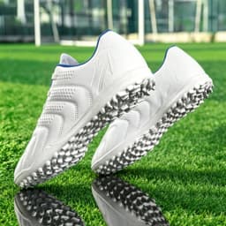 Unisex Adult TF Soccer Shoes PU Breathable Woven Fabric Rubber Dense Stud Anti-slip Wear-resistant Artificial Turf Daily Trainin