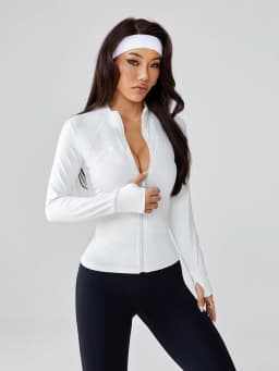 Women's Long-Sleeve Fitted Athletic Jacket for Spring & Fall - Ideal for Running, Gym Workouts & Yoga