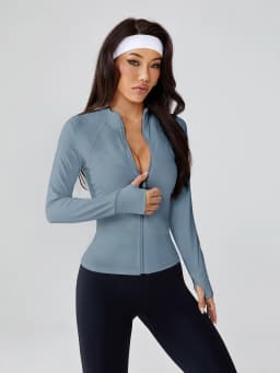 Women's Long-Sleeve Fitted Athletic Jacket for Spring & Fall - Ideal for Running, Gym Workouts & Yoga