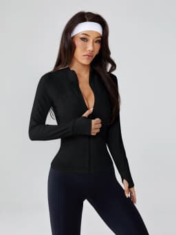 Women's Long-Sleeve Fitted Athletic Jacket for Spring & Fall - Ideal for Running, Gym Workouts & Yoga