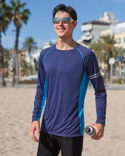 Anfilia Mens UPF 50+ Long Sleeve Rash Vest Quick Dry Rash Guards Surfing Swim Shirt