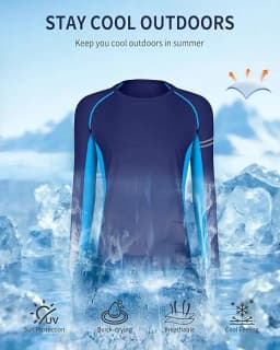 Anfilia Mens UPF 50+ Long Sleeve Rash Vest Quick Dry Rash Guards Surfing Swim Shirt