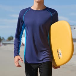 Anfilia Mens UPF 50+ Long Sleeve Rash Vest Quick Dry Rash Guards Surfing Swim Shirt