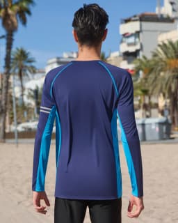 Anfilia Mens UPF 50+ Long Sleeve Rash Vest Quick Dry Rash Guards Surfing Swim Shirt