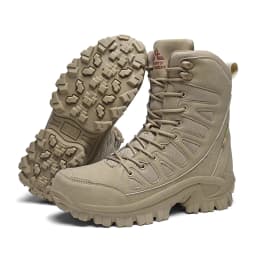 Men Mountaineering Shoes Outdoor Non-slip Tactical Boot Desert Boot Breathable Leather Upper High Top Field Training Safety Shoe