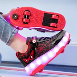Spider Web Design LED Light up Roller Skates Unisex Children Students Walking Shoes Chargeable Lights Wheel Skate Shoes