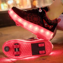 Spider Web Design LED Light up Roller Skates Unisex Children Students Walking Shoes Chargeable Lights Wheel Skate Shoes