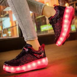 Spider Web Design LED Light up Roller Skates Unisex Children Students Walking Shoes Chargeable Lights Wheel Skate Shoes